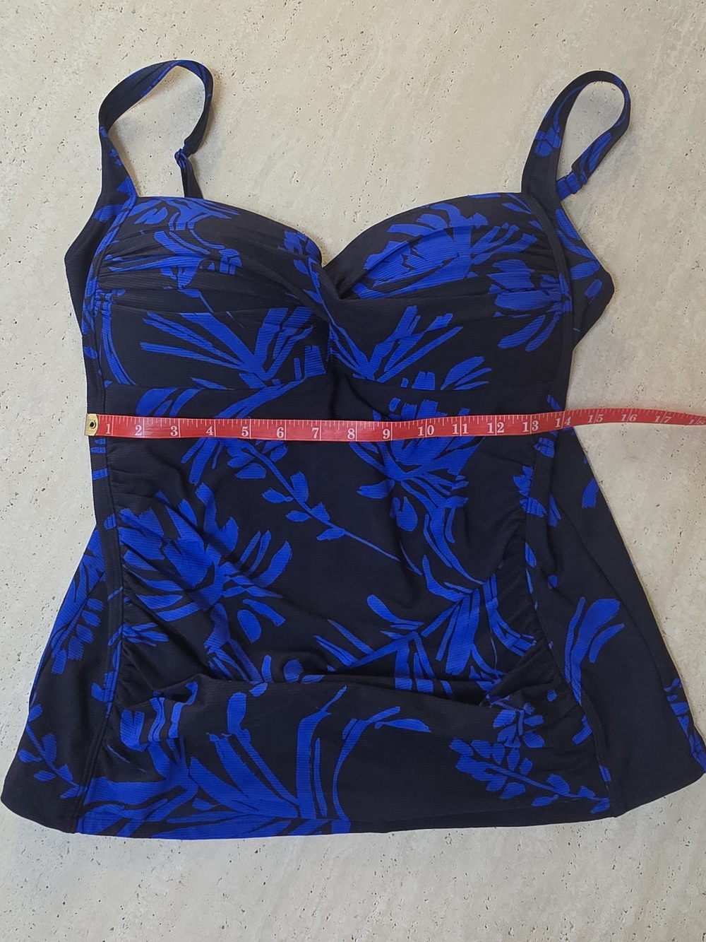 NWT Sea Level Black & Cobalt Floral Underwire Tankini Top Size 14 - Picture 6 of 6